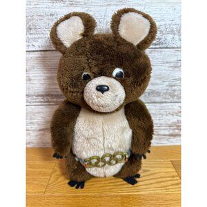 Vintage 1980 Moscow Olympics Misha Bear Plush Toy By Dakin & Co Brown & Cream
